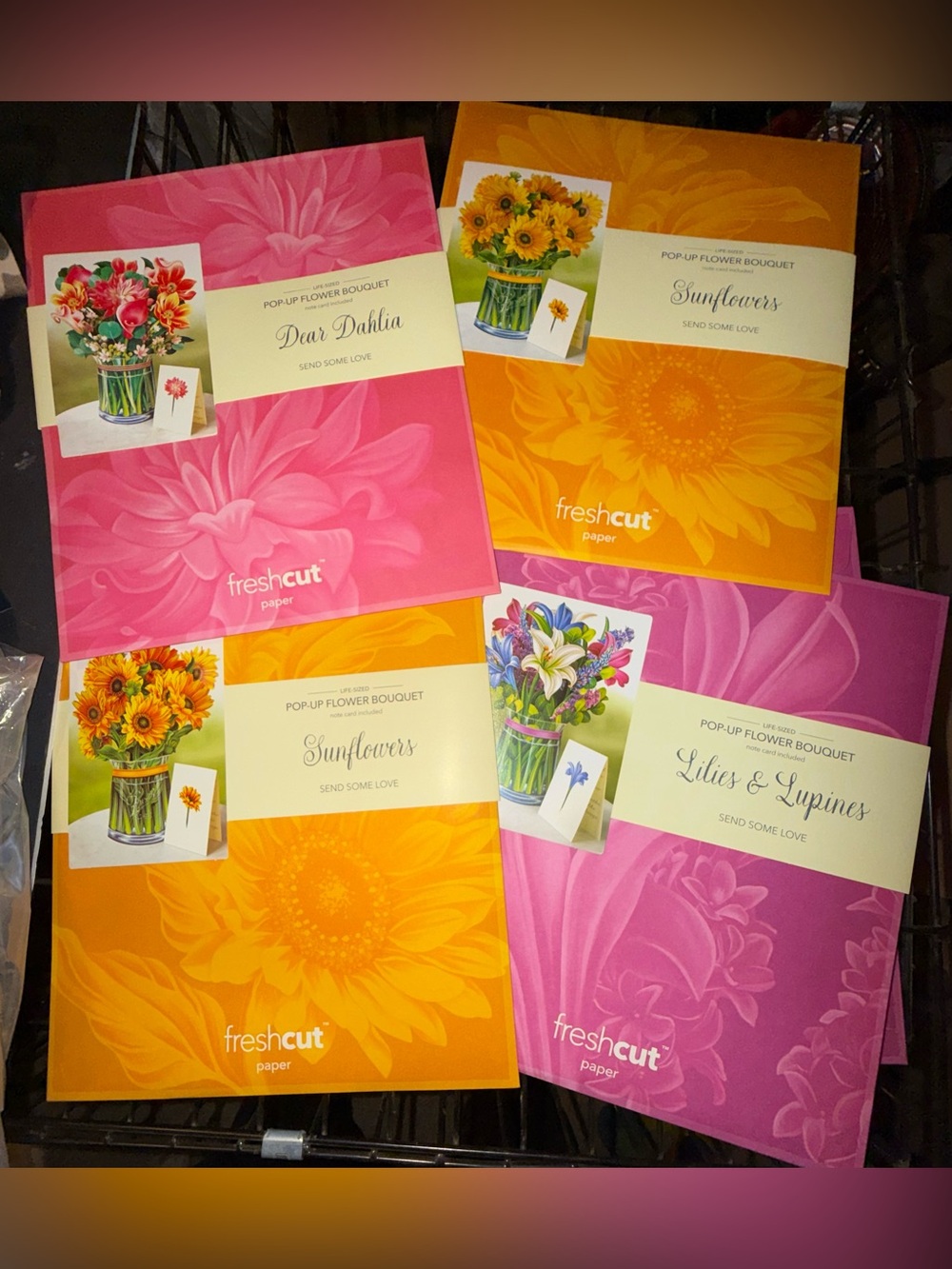 fresh Pop-Up Flower Bouquet Cards - Pink and Orange Assortment